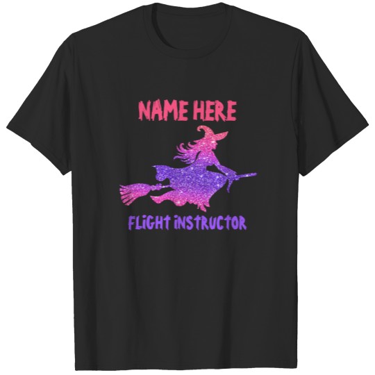 Discover Add Name & Text Witch Flying Broomstick Halloween T-shirt