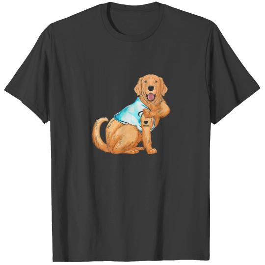 Golden Retriever Dog I Love Mom Tattoo Dog Lovers T-shirt