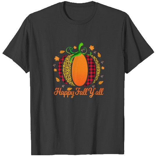 Discover Happy Fall Y'all Women Men Pumpkin Leopard Cute Au T-shirt