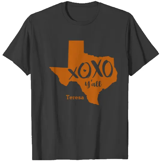 Longhorn Burnt Orange XOXO, Y'all - Texas Shape T-shirt