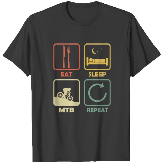 Mountain Bike MTB Eat Sleep Repeat Funny Retro Sleeveless T-shirt