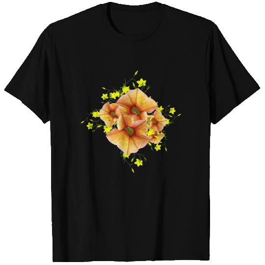 Stylish Apricot Orange and Yellow Posies T-shirt