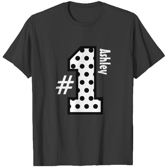 Number One Polka Dots Big Number Custom Name V10 T-shirt