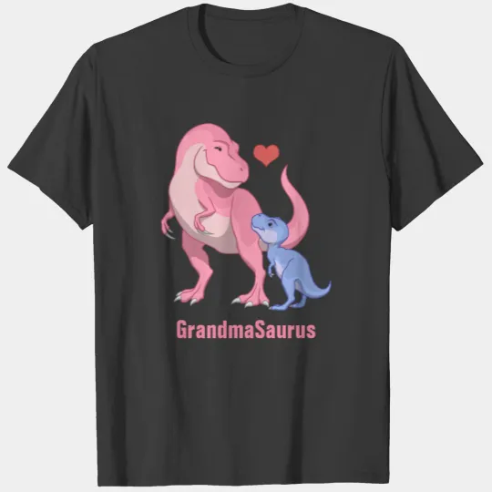 GrandmaSaurus Pink T-Rex & Blue Baby Boy Dinosaur T-shirt