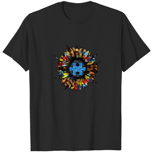 Leopard Animal Print Sunflower For Mom And Autism T-shirt