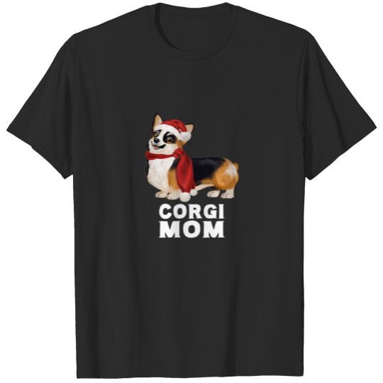 Cute Corgi Santa For Mom Women Dog Lover Christmas T-shirt