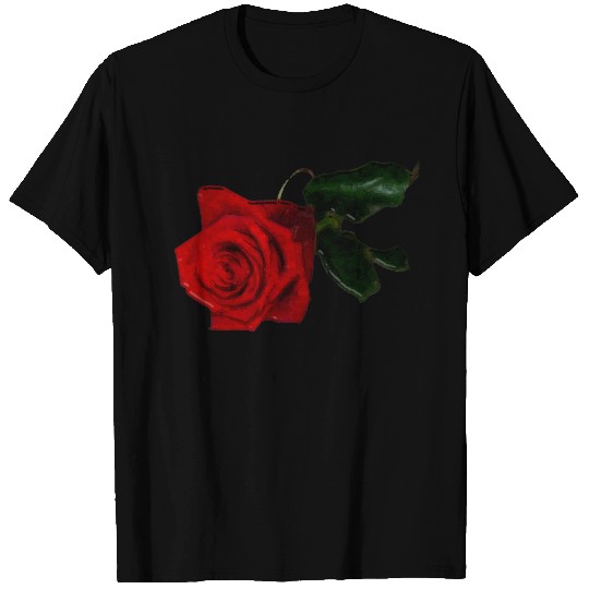 Elegant Deep Red Velvet Rose T-shirt