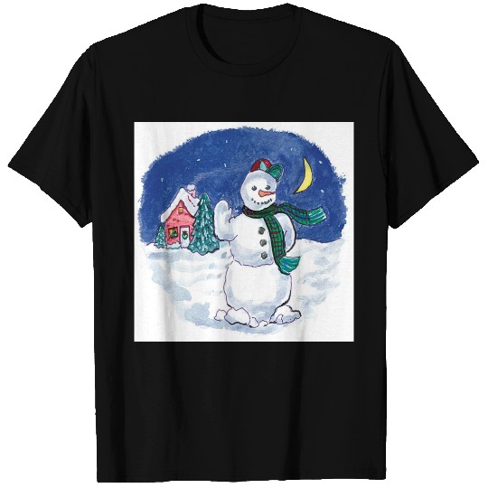Vintage Christmas Snowman Waving T-shirt