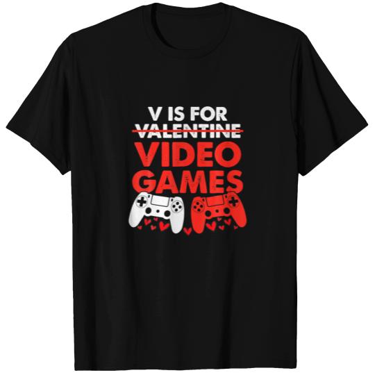 V Is For Video Games Boy Men Gift Funny Valentines T-shirt