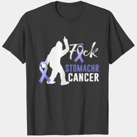 Bigfoot F.uck Stomach Cancer Periwinkle Ribbon T-shirt