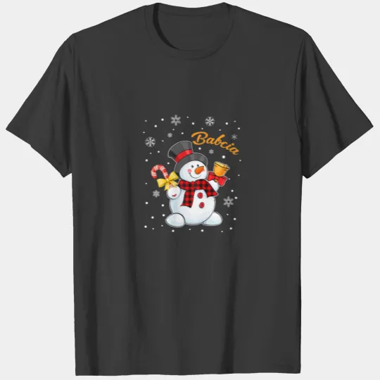 Womens Grandma Babcia Snowman Candy Cane Christmas T-shirt