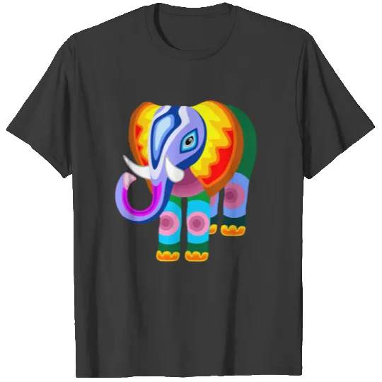 Elephant Rainbow Colors Patchwork T-shirt