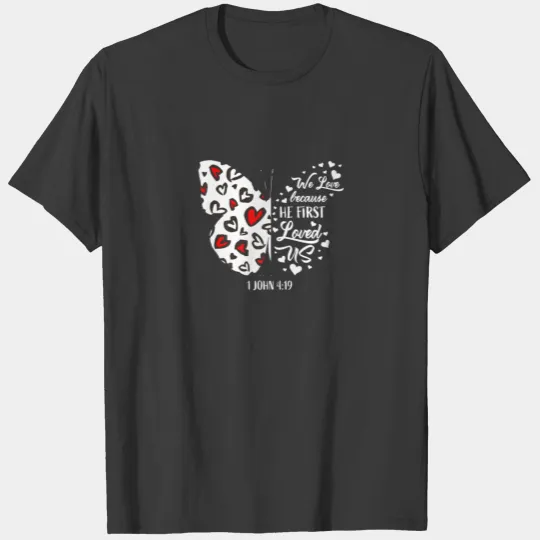 Red Valentine's Day S Women Girls Christian Butter T-shirt