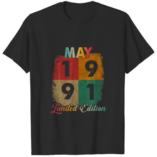 30Th Birthday Gifts For Him 1991, Vintage May Retr T-shirt