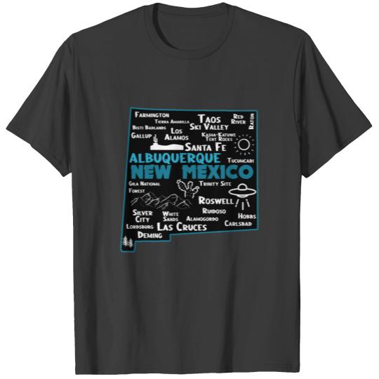 Cute map of New Mexico Albuquerque Map Santa Fe Polo T-shirt