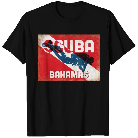 Bahamas Scuba Diver - Blue Retro T-shirt