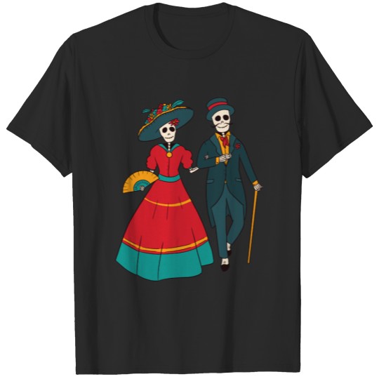 Catrina Couple Mexican Day Of The Dead T-shirt