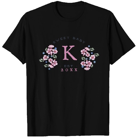 Blueberry Pink Blossoms Monogram T-shirt