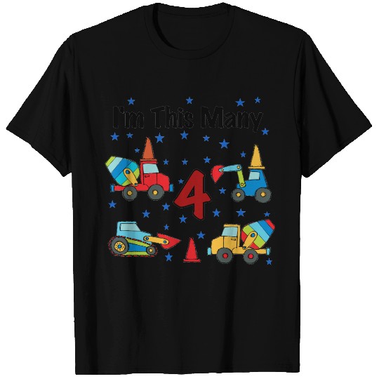 Construction Vehicles 4th Birthday s T-shirt