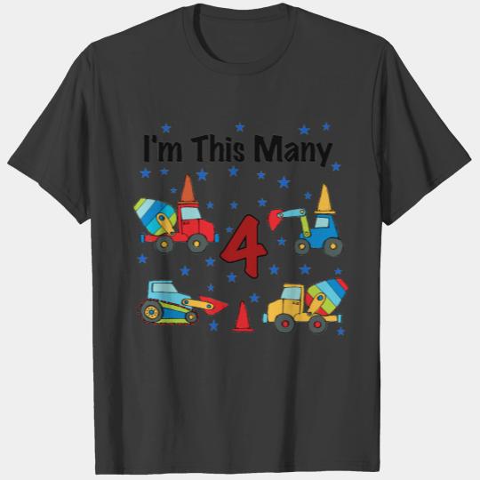 Construction Vehicles 4th Birthday s T-shirt