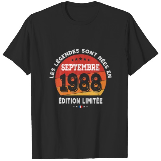 Discover Legends Born In September 1988 34Th Birthday 34 Ye T-shirt