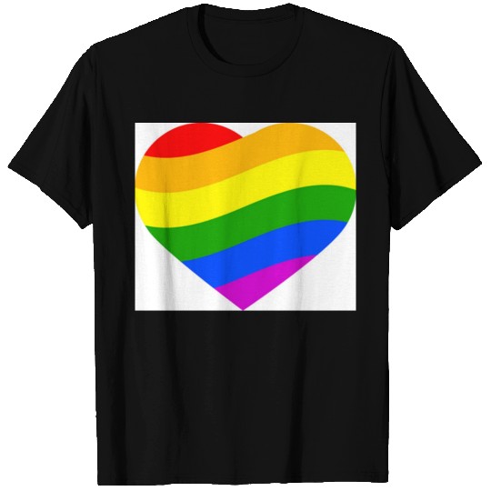 Rainbow Colors Striped Heart T-shirt