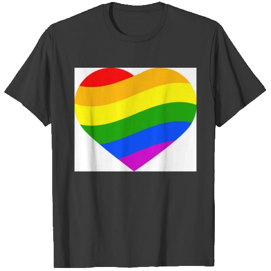 Rainbow Colors Striped Heart T-shirt
