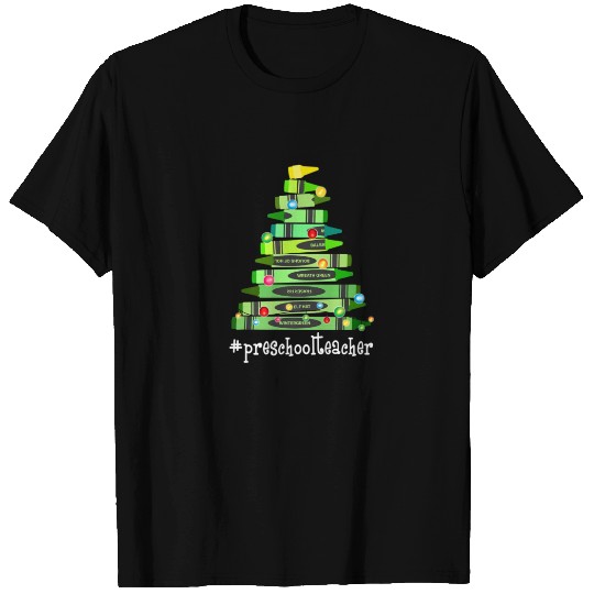 Christmas Crayon Preschool Teacher Tree-Best Funny T-shirt