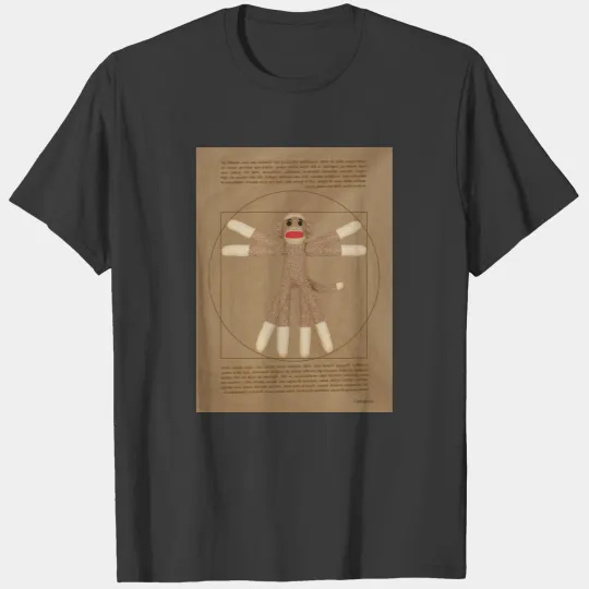 Vitruvian Sock Monkey white Sweat T-shirt