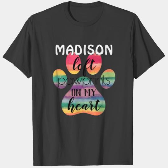 Cute Custom Rainbow Bridge Paw Prints On My Heart T-shirt