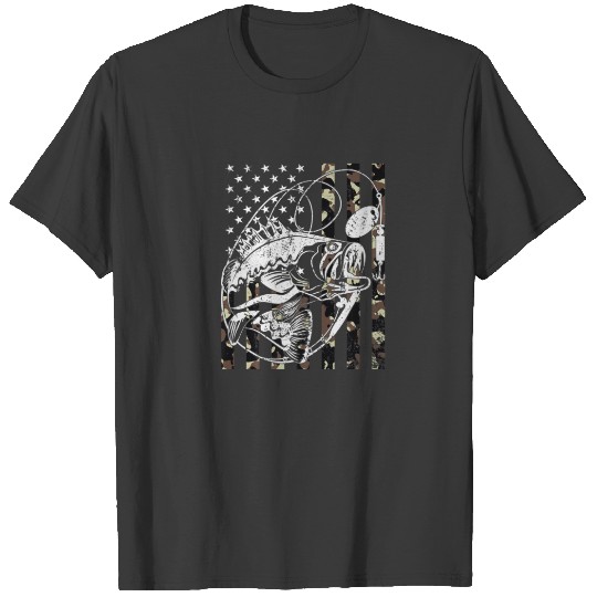 Fishing American Flag Camouflage, Bass Fish, Fishe T-shirt