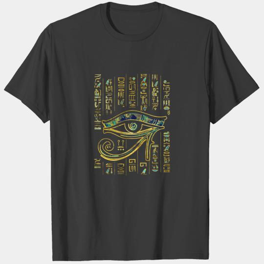Egyptian Eye of Horus  on hieroglyphics and marble T-shirt