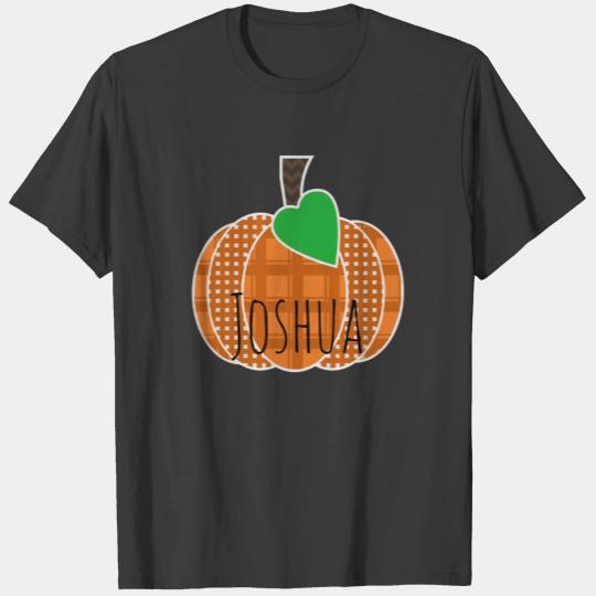 Orange Plaid and Gingham Fall Pumpkin T-shirt