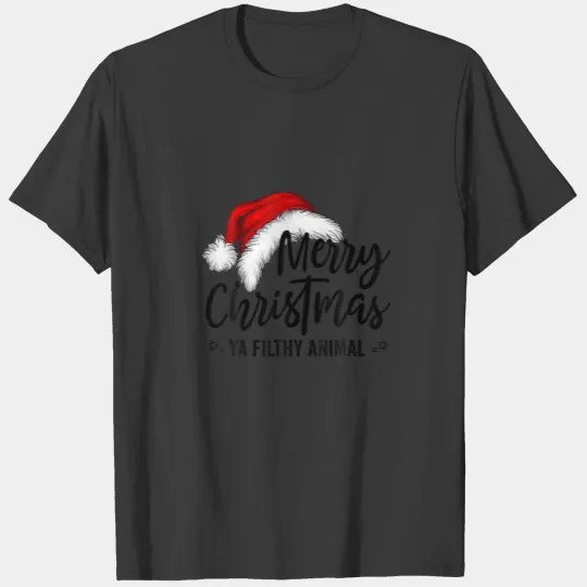 Merry Christmas Animal Filthy Ya Funny Santa Hat T-shirt