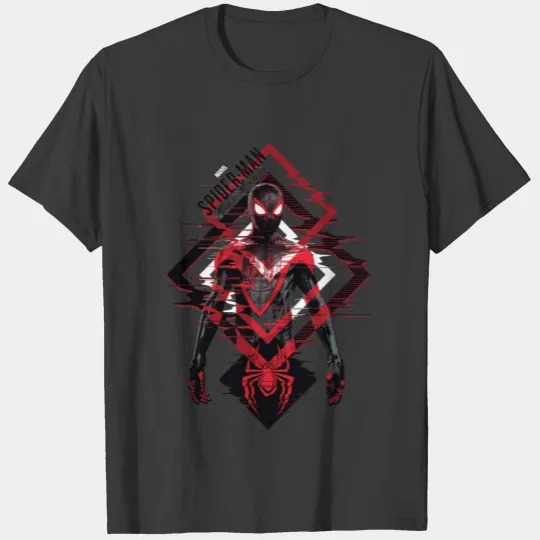 Spider-Man Miles Morales Glitch Character Art T-shirt