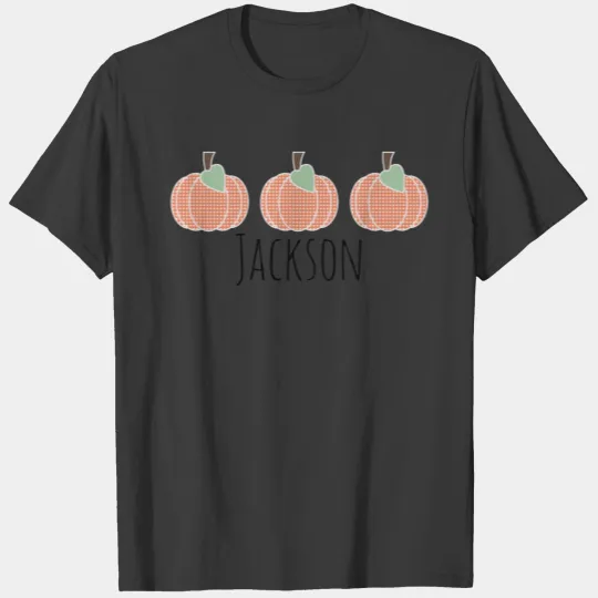 Boys Orange Gingham Pumpkin Trio Personalized T-Sh Toddler T-shirt