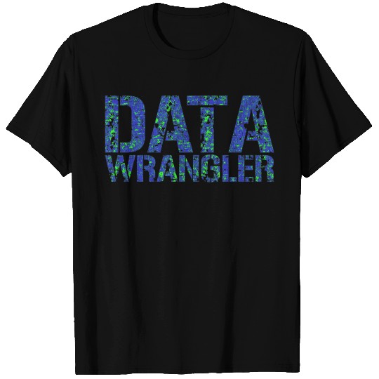 DATA WRANGLER ringer  w. blue/green design T-shirt