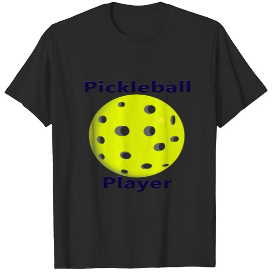 Discover Pickleball Player Blue Text Yellow Ball Design T-shirt