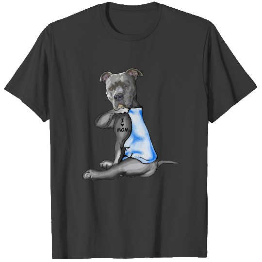 I Love Mom Pit Bull Tattoo Funny Dog Family Gift Sleeveless T-shirt