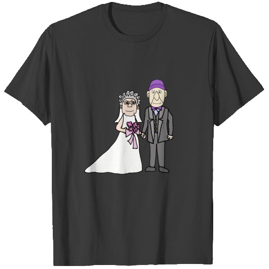 Funny Mature Bride and Groom Wedding Seniors T-shirt