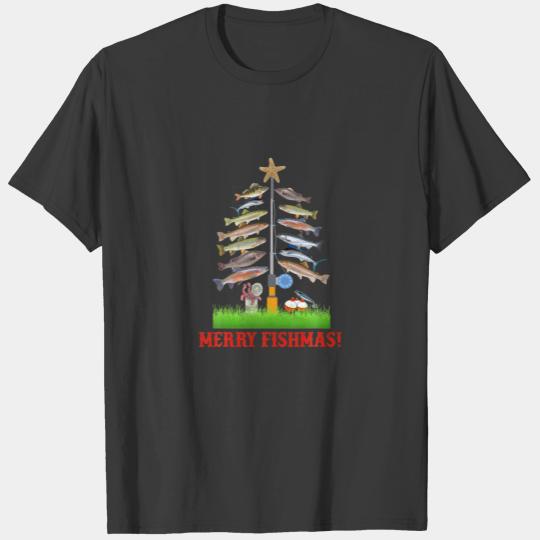 Merry Fishmas Funny Fishing Christmas Tree Xmas Me T-shirt