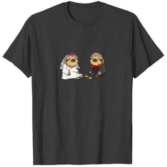 Funny Sloth Bride and Groom Wedding T-shirt