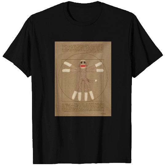 Vitruvian Sock Monkey white T-shirt