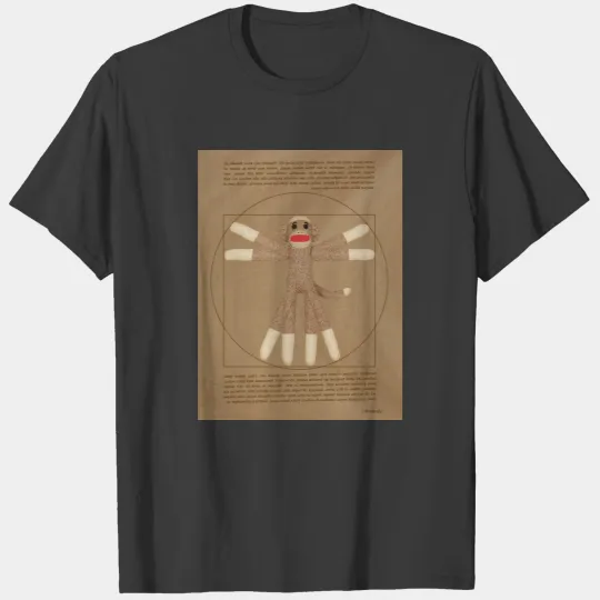 Vitruvian Sock Monkey white T-shirt