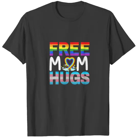 Free Mom Hugs Daisy Rainbow Heart LGBT Pride Month T-shirt