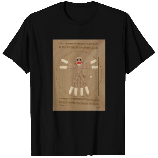 Vitruvian Sock Monkey colored Sweat T-shirt
