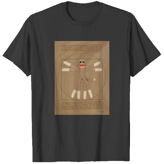 Vitruvian Sock Monkey colored Sweat T-shirt