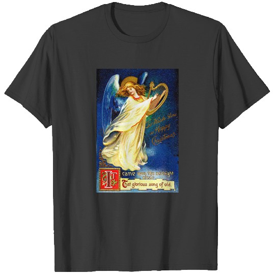 Vintage Christmas Angel With Harp Holiday T-shirt