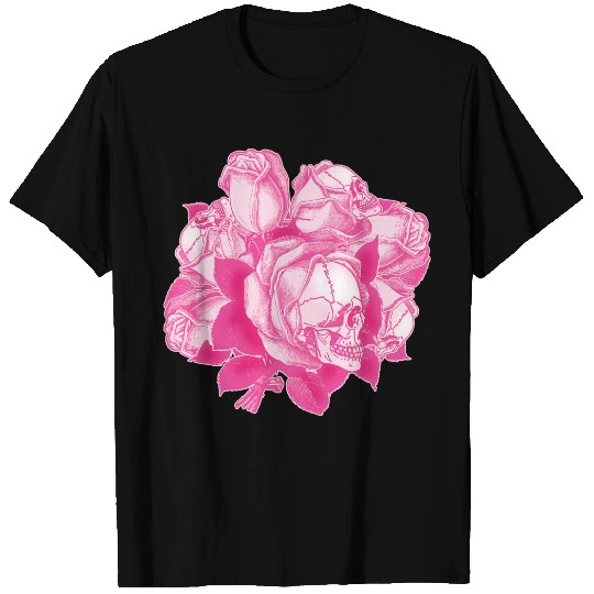 Pink Skull Roses Bouquet T-shirt