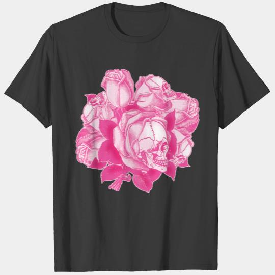 Pink Skull Roses Bouquet T-shirt